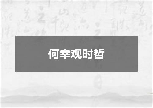 何幸观时哲