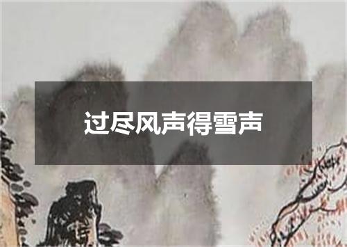 过尽风声得雪声