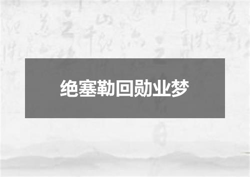 绝塞勒回勋业梦