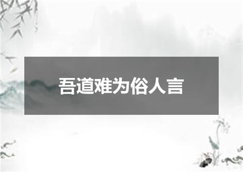 吾道难为俗人言