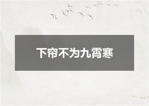 下帘不为九霄寒