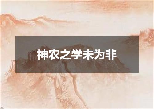 神农之学未为非