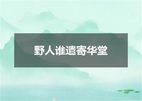 野人谁遣寄华堂