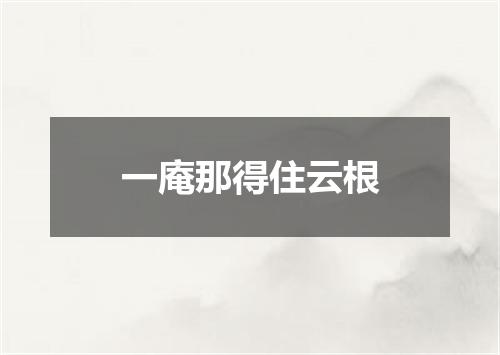 一庵那得住云根