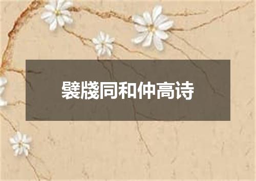 襞牋同和仲高诗