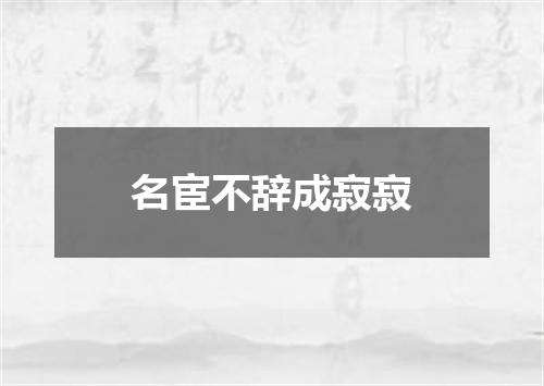 名宦不辞成寂寂