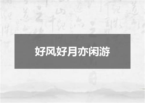 好风好月亦闲游
