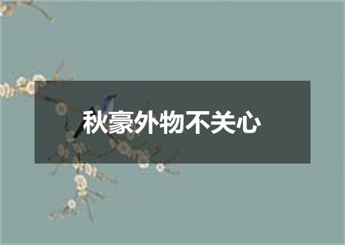 秋豪外物不关心