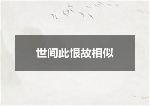 世间此恨故相似