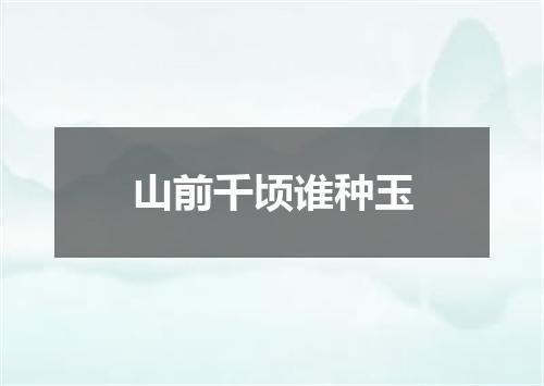 山前千顷谁种玉