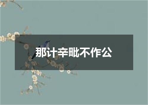 那计辛毗不作公