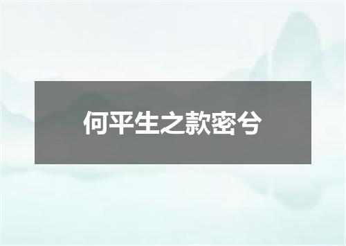 何平生之款密兮