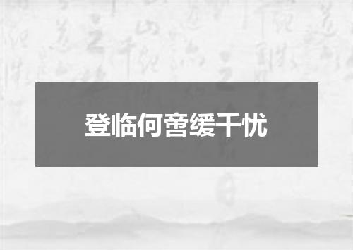 登临何啻缓千忧