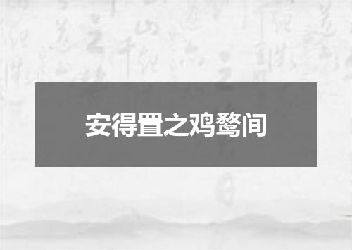 安得置之鸡鹜间