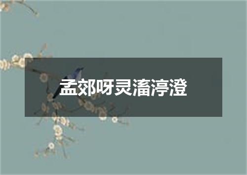 孟郊呀灵滀渟澄