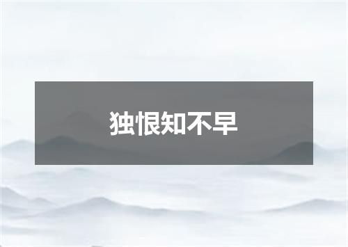 独恨知不早