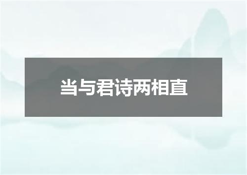 当与君诗两相直