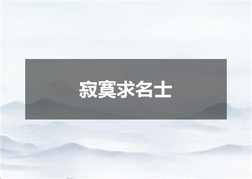寂寞求名士