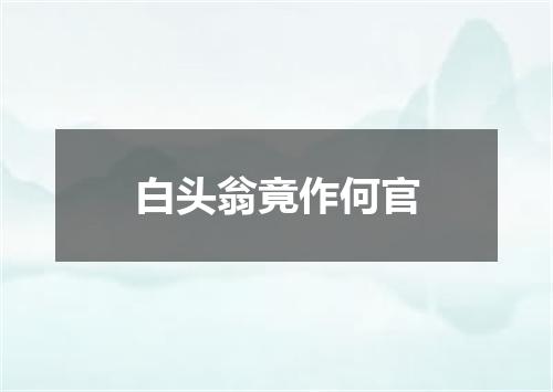 白头翁竟作何官