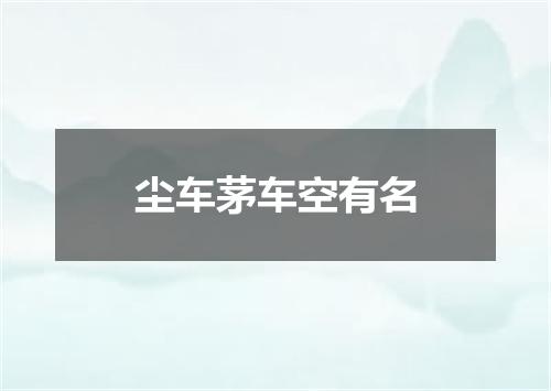 尘车茅车空有名
