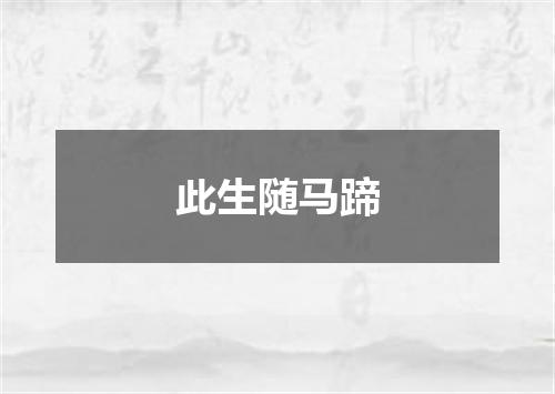 此生随马蹄