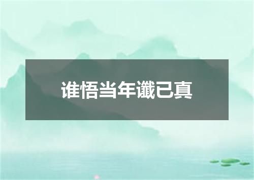 谁悟当年谶已真