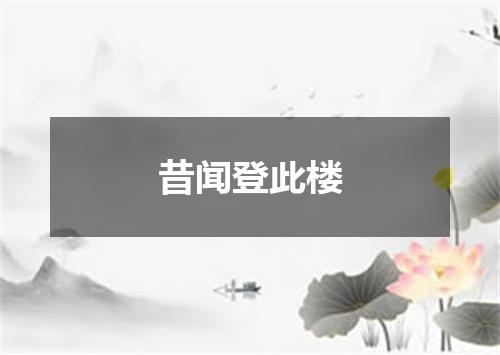 昔闻登此楼