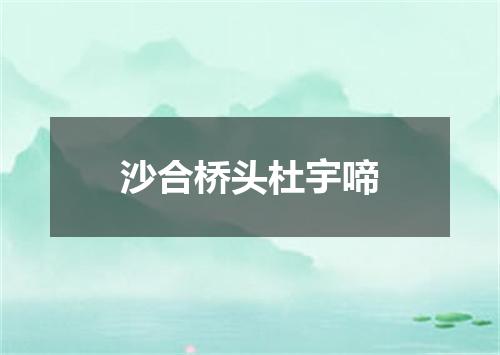 沙合桥头杜宇啼