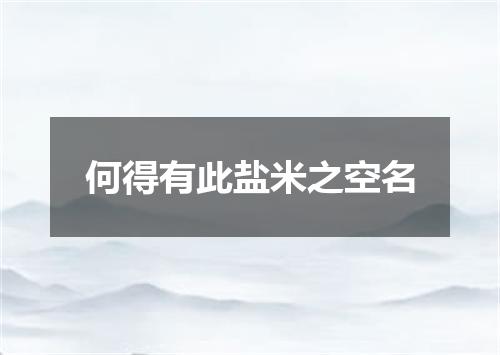 何得有此盐米之空名