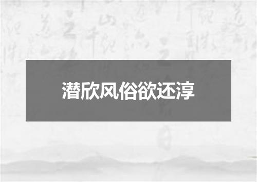 潜欣风俗欲还淳