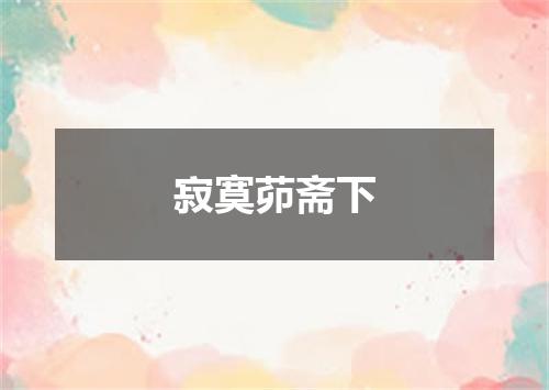 寂寞茆斋下