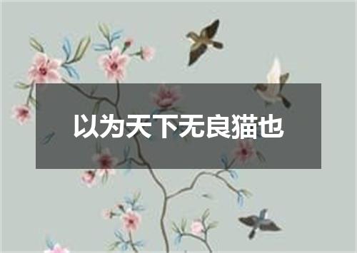 以为天下无良猫也