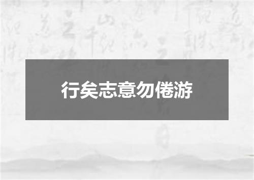 行矣志意勿倦游