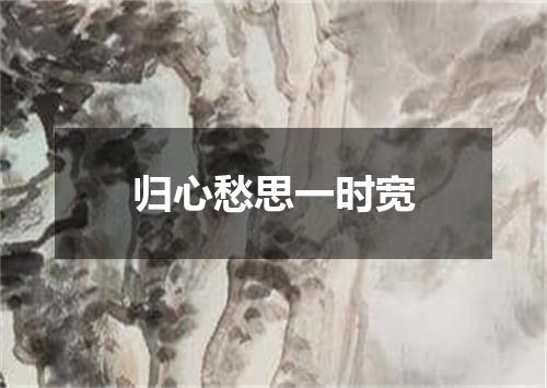 归心愁思一时宽