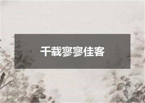 千载寥寥佳客