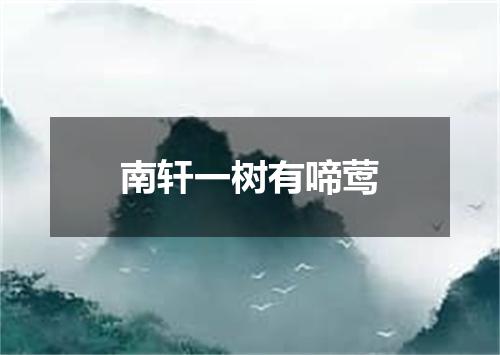 南轩一树有啼莺