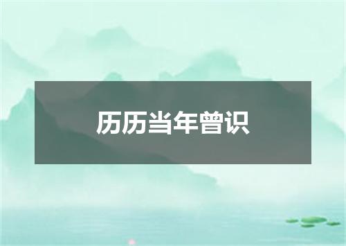 历历当年曾识