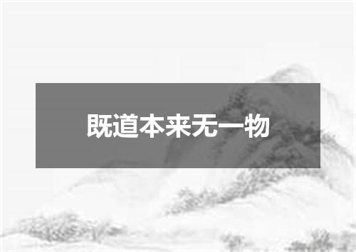 既道本来无一物