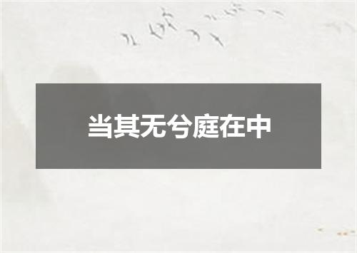 当其无兮庭在中