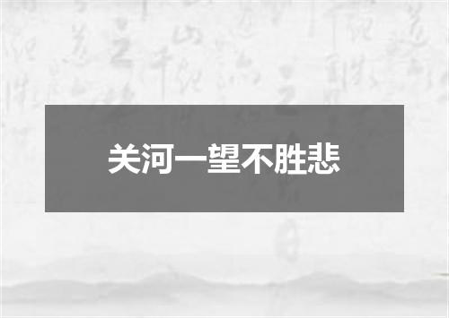 关河一望不胜悲