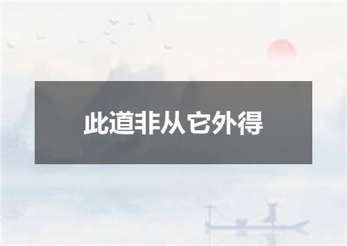 此道非从它外得