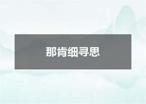 那肯细寻思