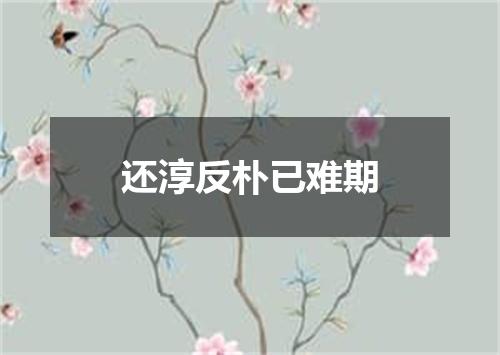 还淳反朴已难期