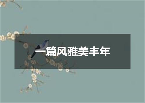 一篇风雅美丰年