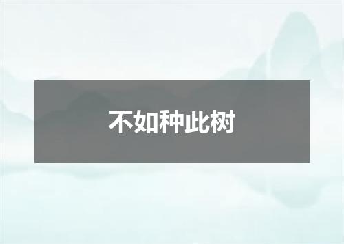 不如种此树