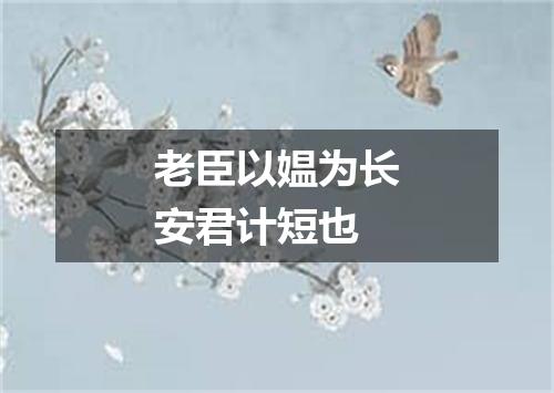 老臣以媪为长安君计短也