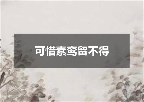 可惜素鸾留不得