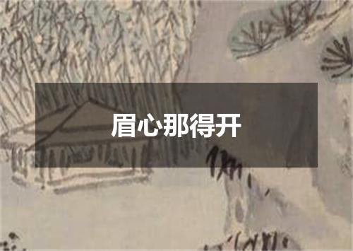 眉心那得开