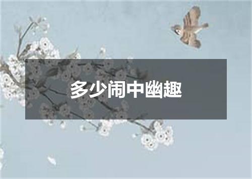 多少闹中幽趣