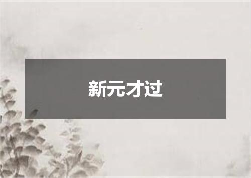 新元才过